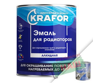 Эмаль для радиаторов белая 0,9 кг "KRAFOR"