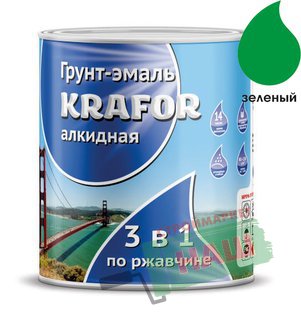 ГРУНТ- ЭМАЛЬ ПО РЖАВЧИНЕ ЗЕЛЕНАЯ 1 КГ  "KRAFOR"